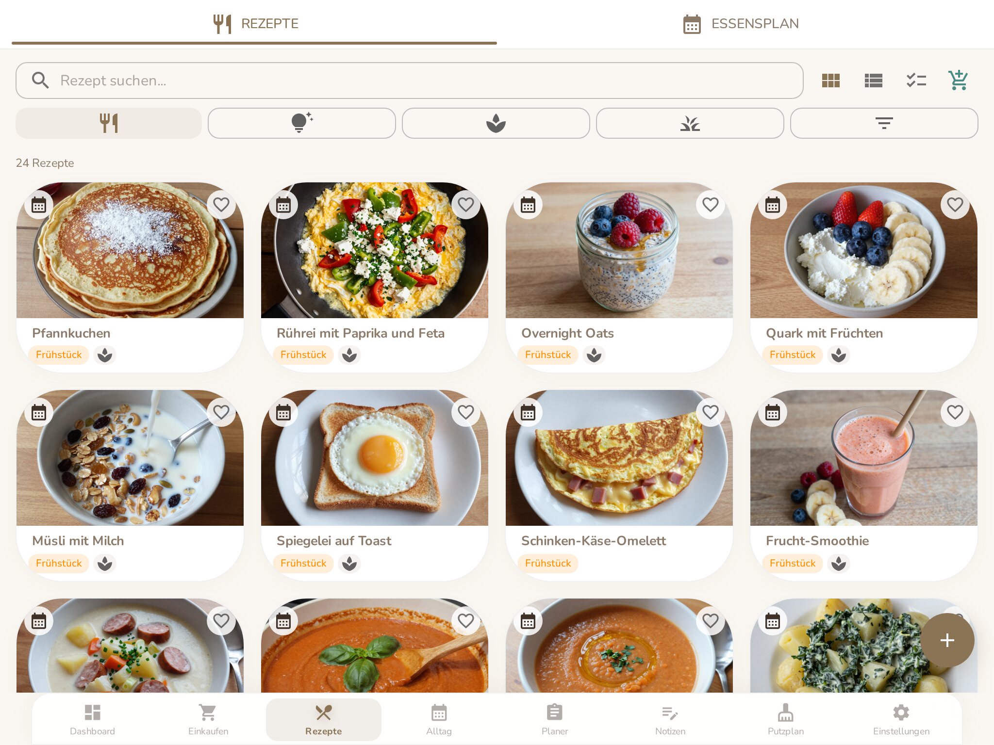 Rezeptsammlung am Familientablet mit Fotos und Filtern